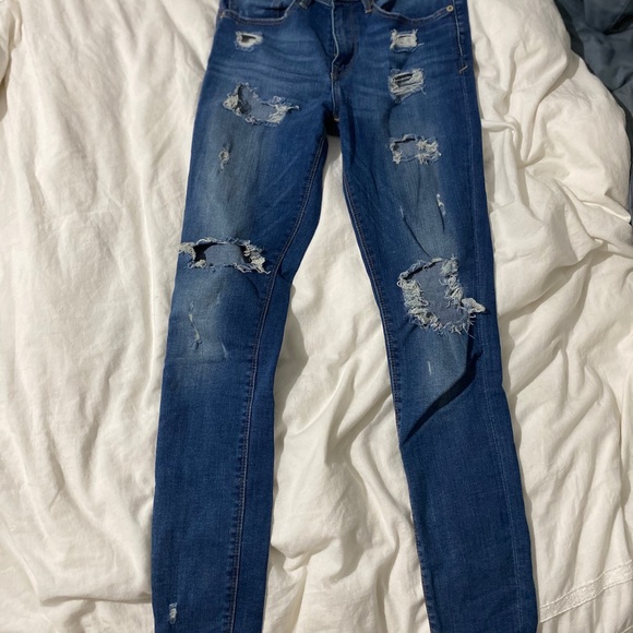 Express Mid Rise Ripped Jeans, Sz 4R - Picture 3 of 4